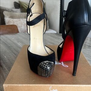 Christian Louboutin Black and Red Patent Leather Heels